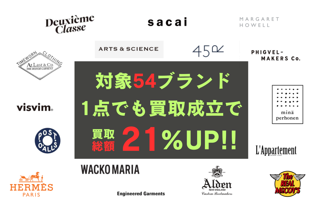 対象ブランド1点でも成立で21％アップキャンペーン